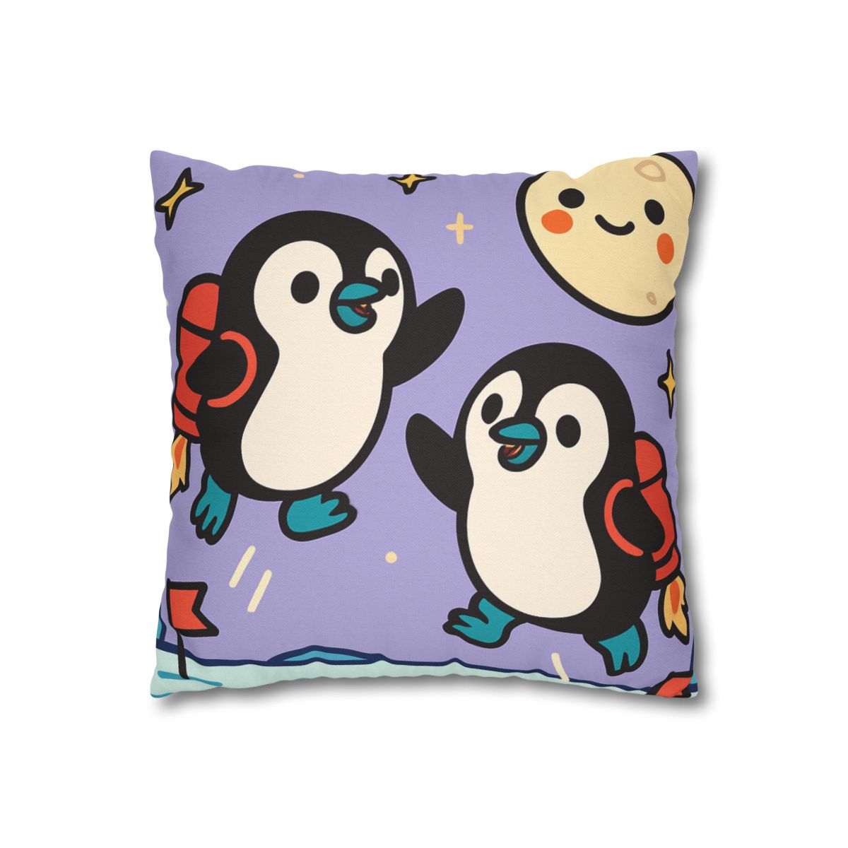 Rocket Penguin Explorers soft cotton pillow cases