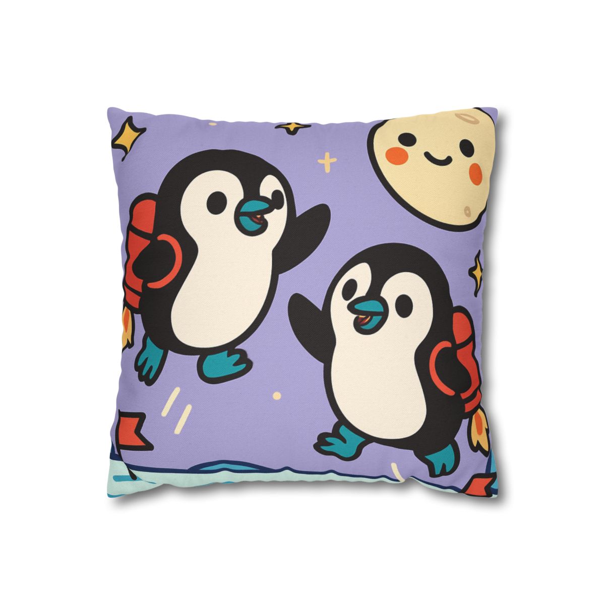 Rocket Penguin Explorers soft cotton pillow cases