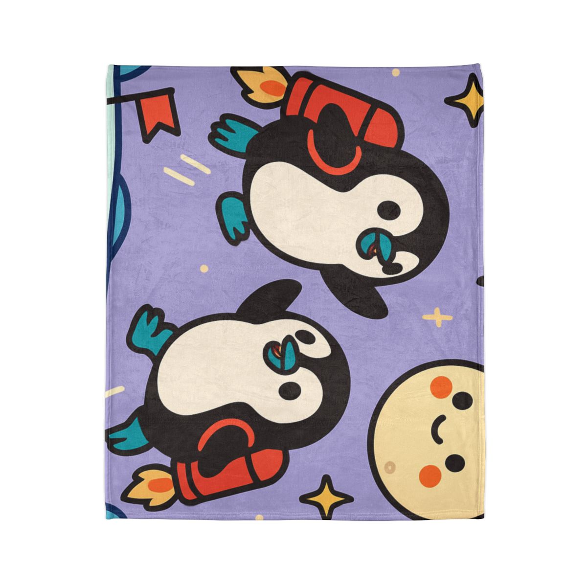 Rocket Penguin Explorers decorative home blankets