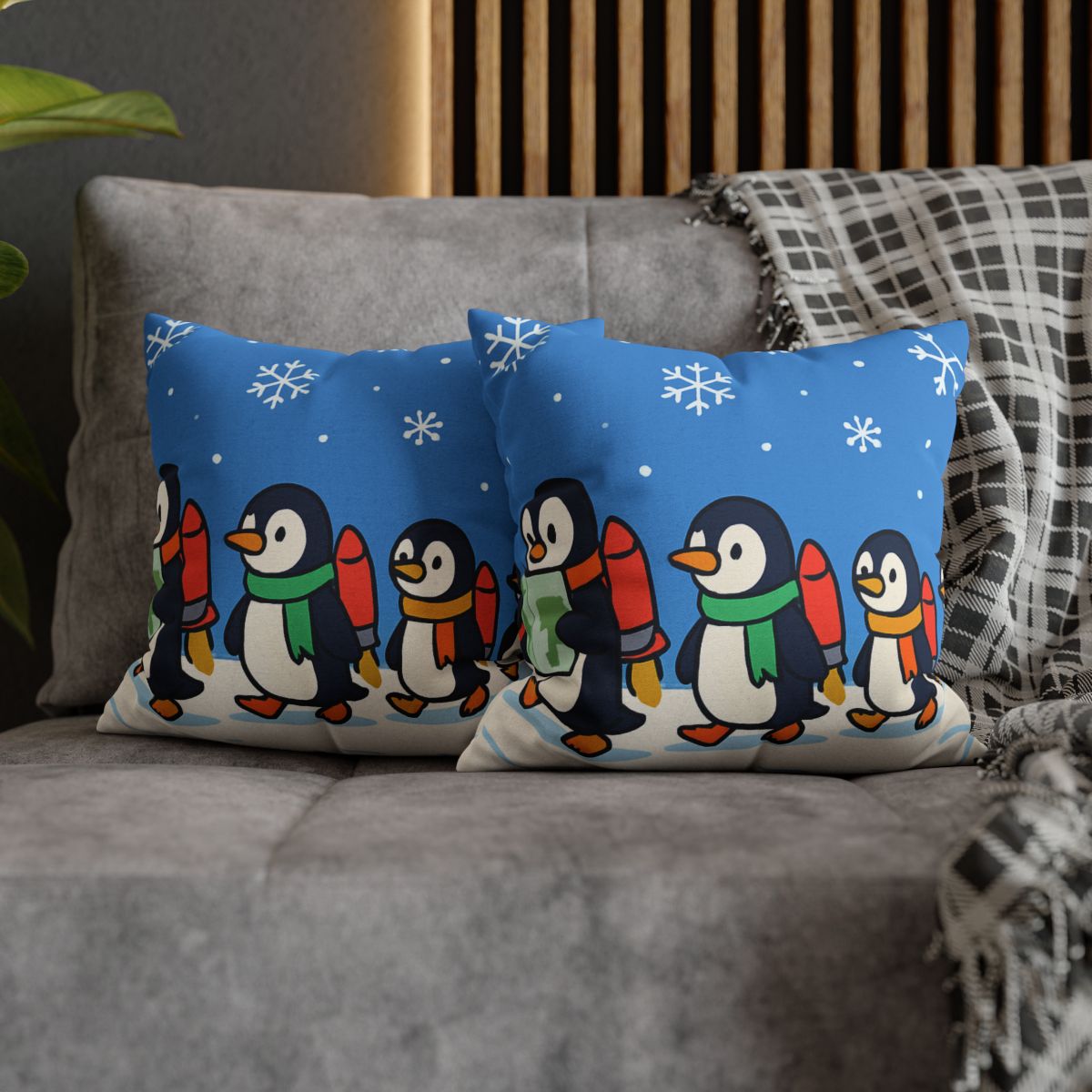Rocket Penguin Parade unique gift pillow cases