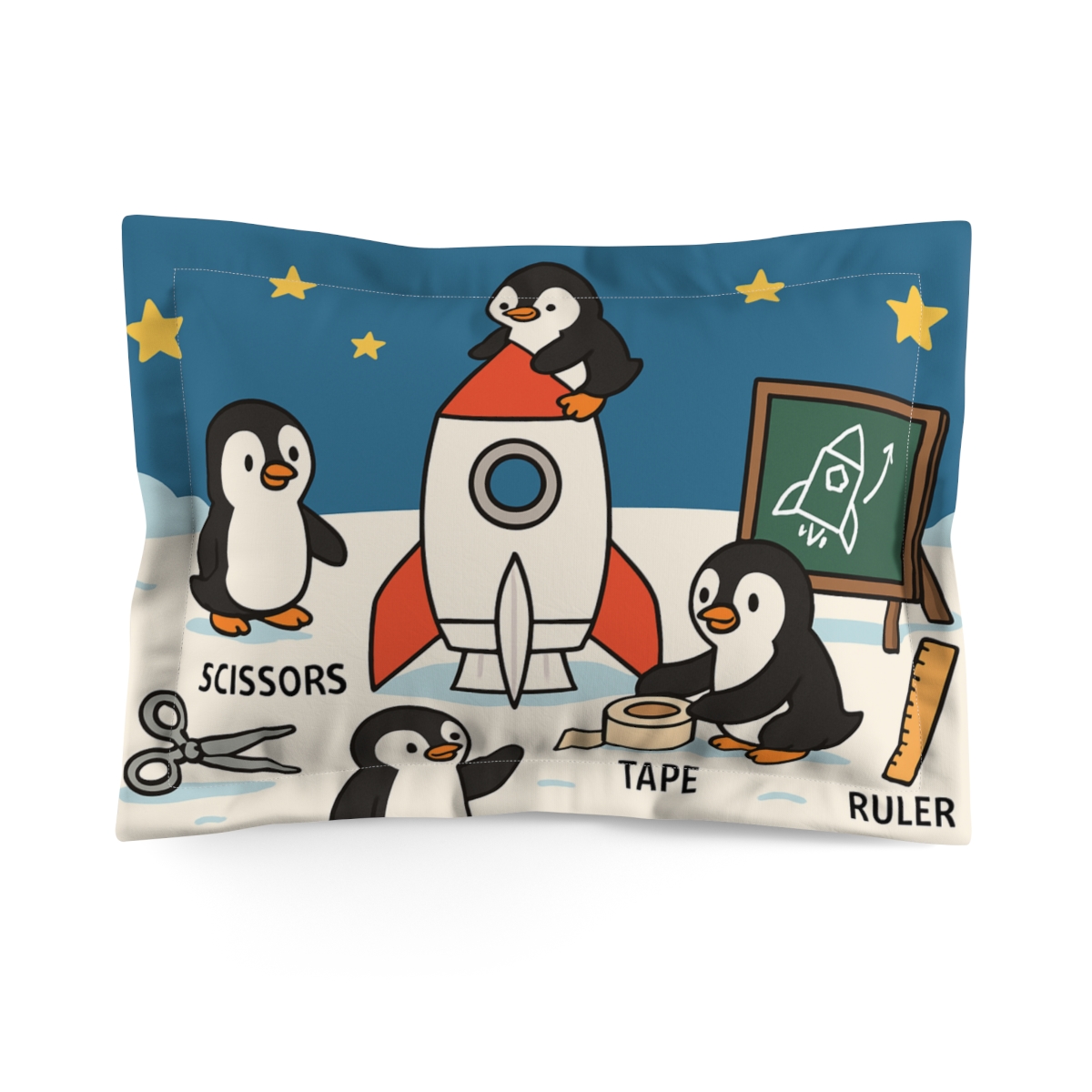 Rocket Penguin Science Club custom pillows