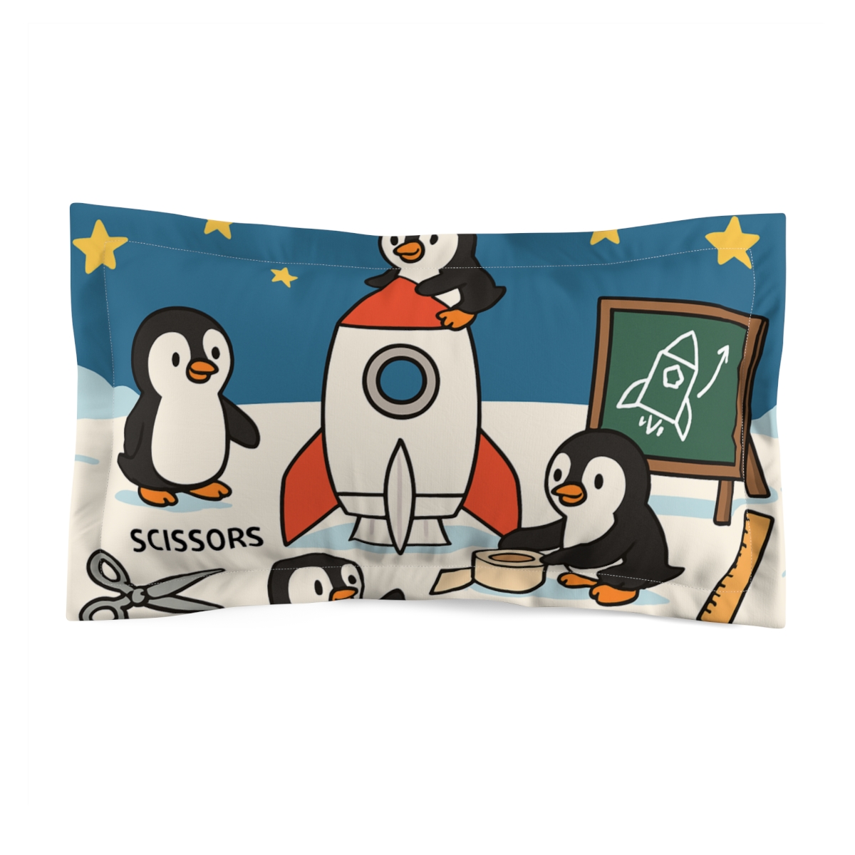 Rocket Penguin Science Club custom pillows