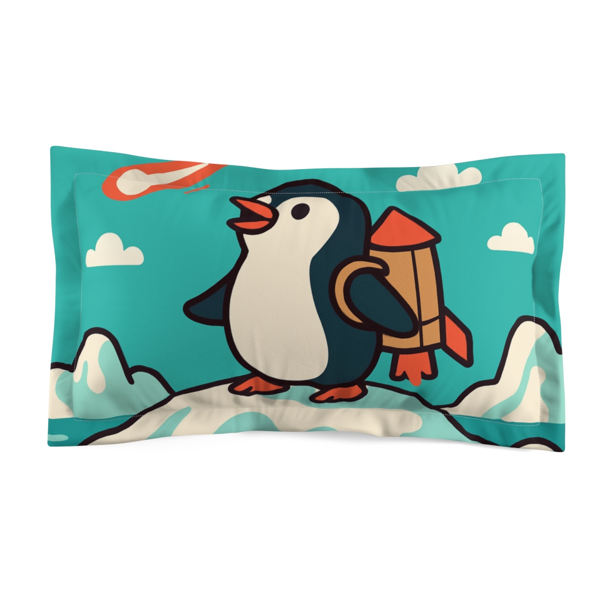 Rocket Pilot Penguin designer printed pillows