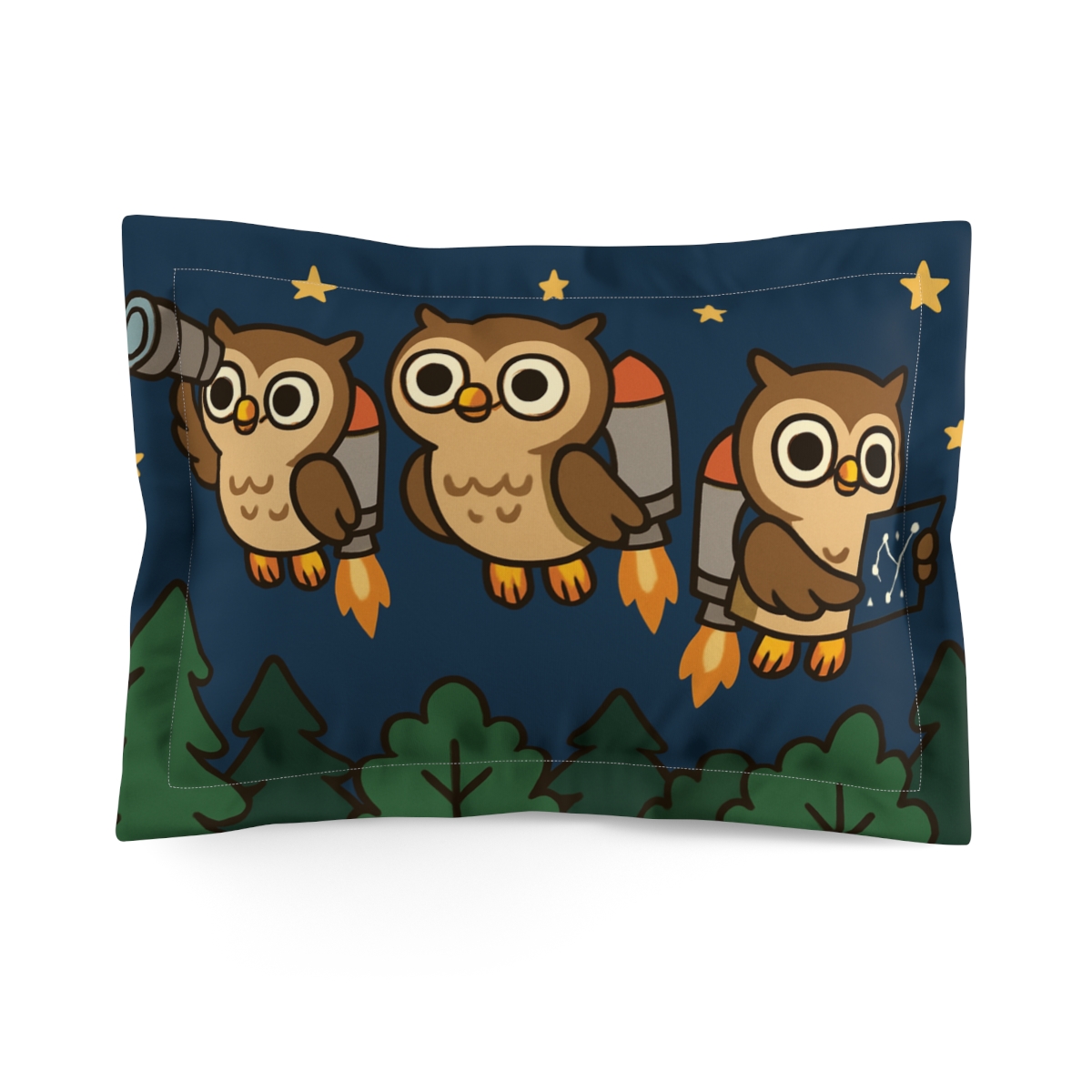 Rocket Powered Forest Owls gift pillows for home