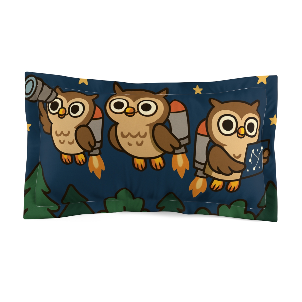 Rocket Powered Forest Owls gift pillows for home