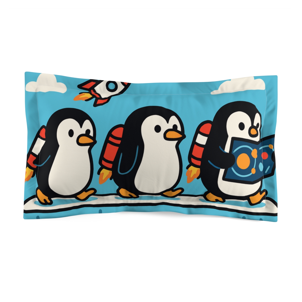 Rocket Powered Penguin Parade unique shape pillows