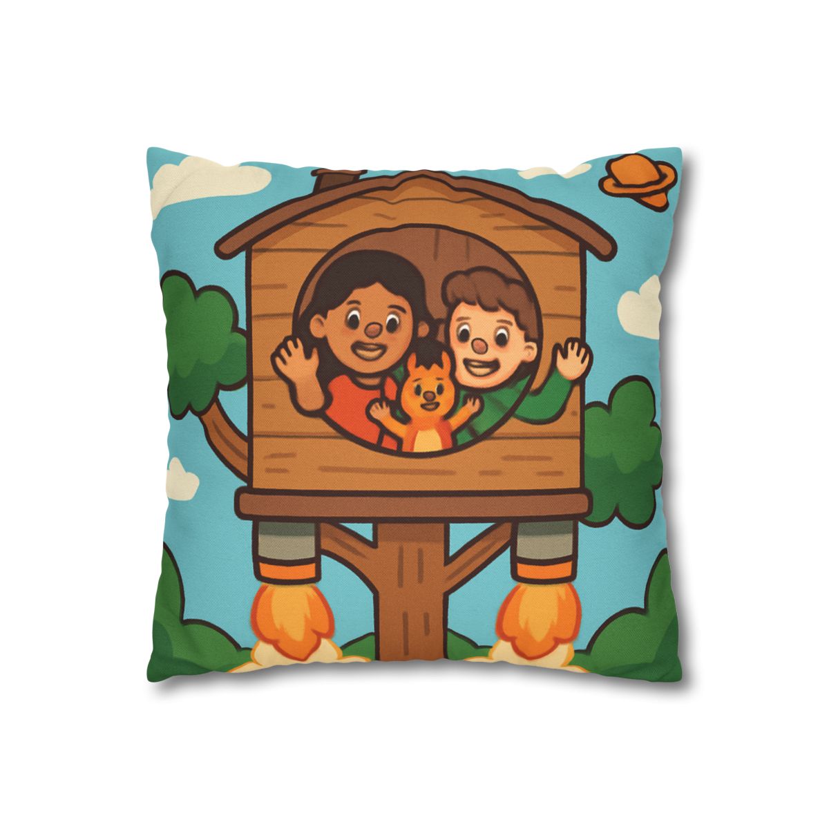 Rocket Powered Treehouse Forest stylish decorative pillowcases