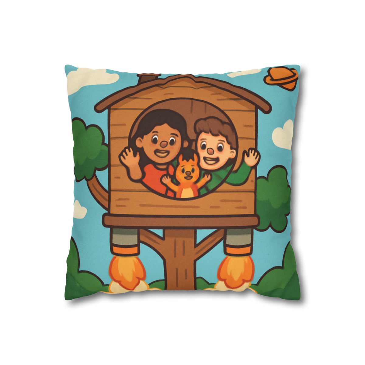 Rocket Powered Treehouse Forest stylish decorative pillowcases
