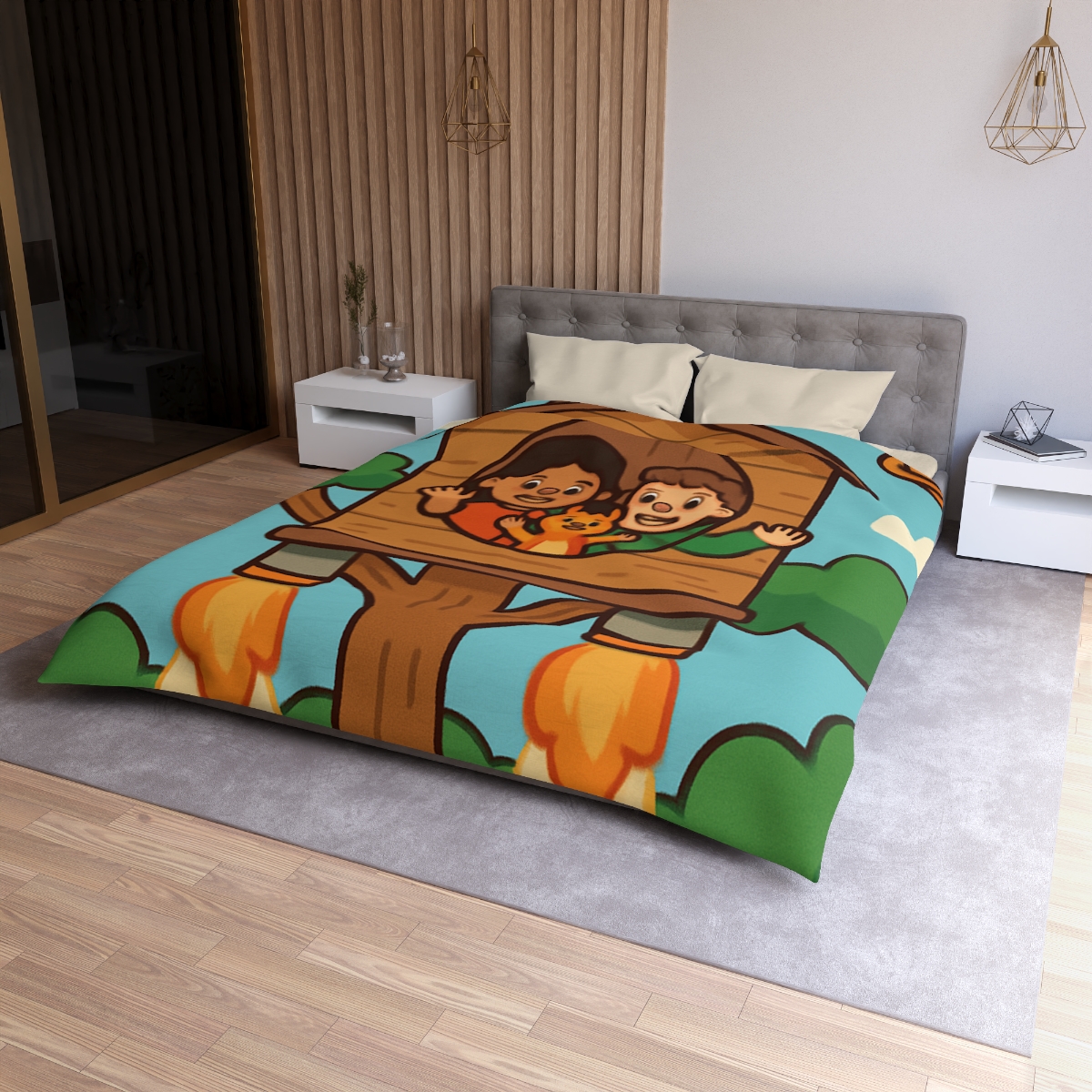 Rocket Powered Treehouse Forest unique patterned duvets