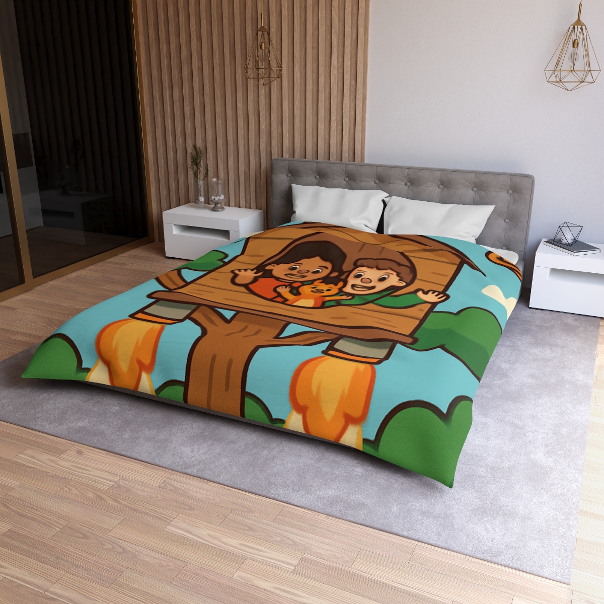 Rocket Powered Treehouse Forest unique patterned duvets