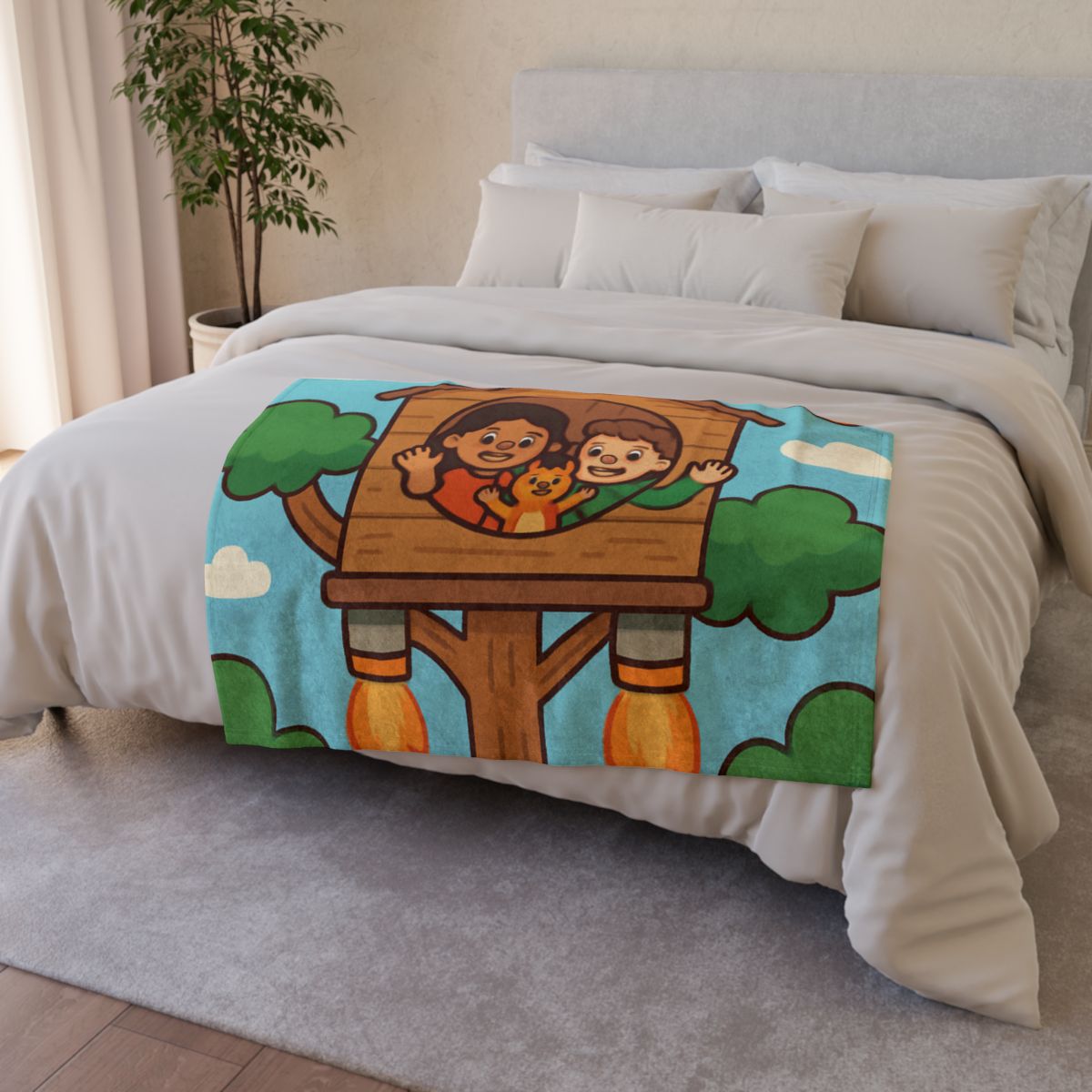 Rocket Powered Treehouse Forest unique gift blanketscustom blankets