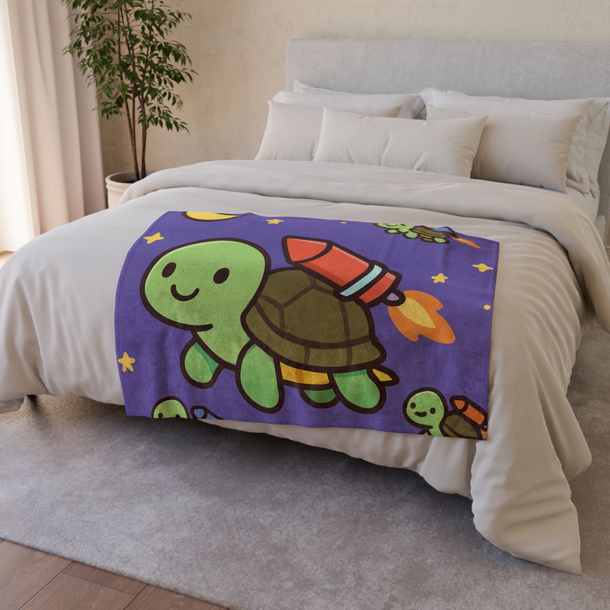Rocket Powered Turtle Parade soft fleece blankets