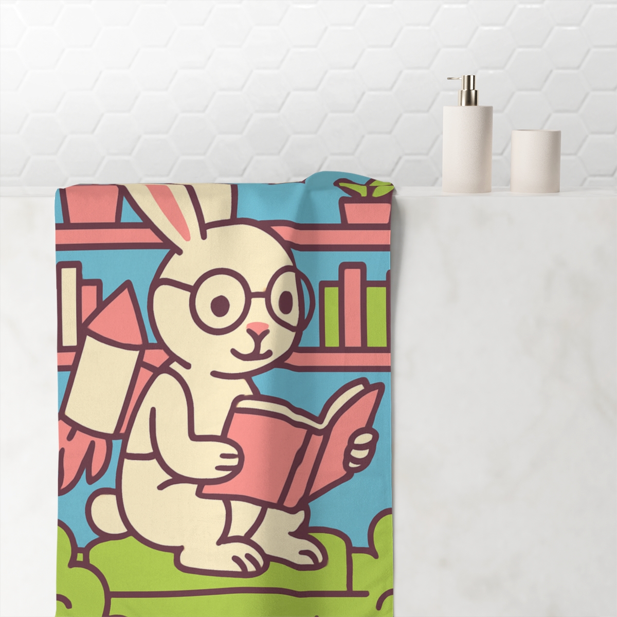 Rocket Rabbit Library decorative home towelscustom towels
