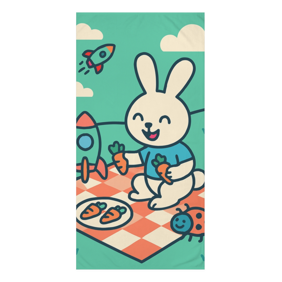 Rocket Rabbit Picnic unique gift towels