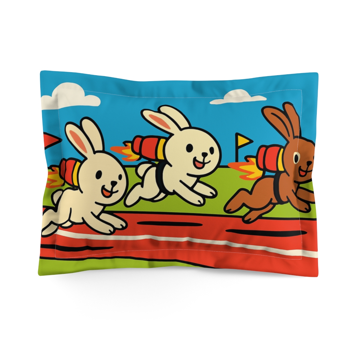 Rocket Rabbit Race stylish throw pillows