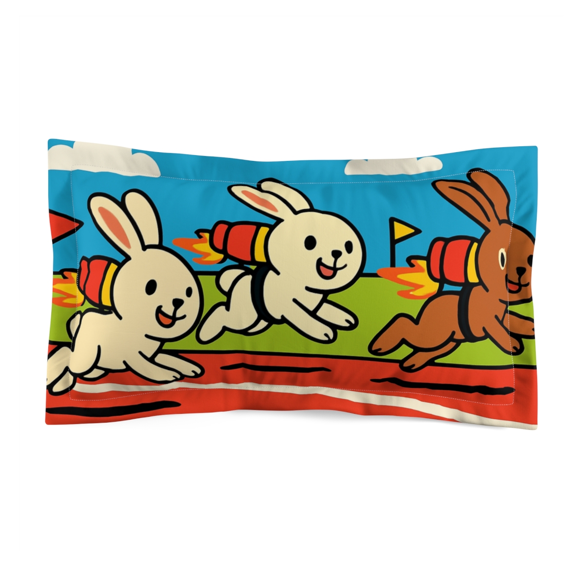 Rocket Rabbit Race stylish throw pillows
