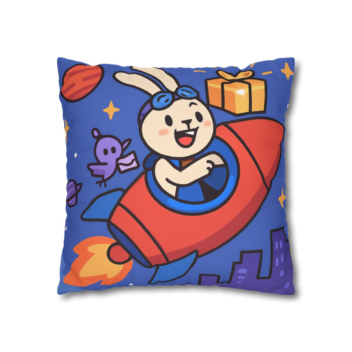 Rocket Rabbit Space Delivery soft cotton pillow cases