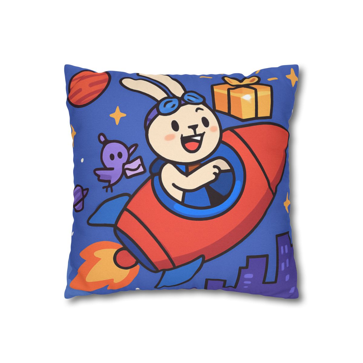 Rocket Rabbit Space Delivery soft cotton pillow cases