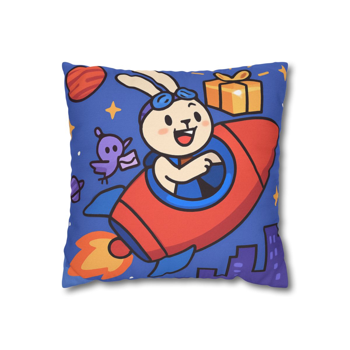 Rocket Rabbit Space Delivery soft cotton pillow cases