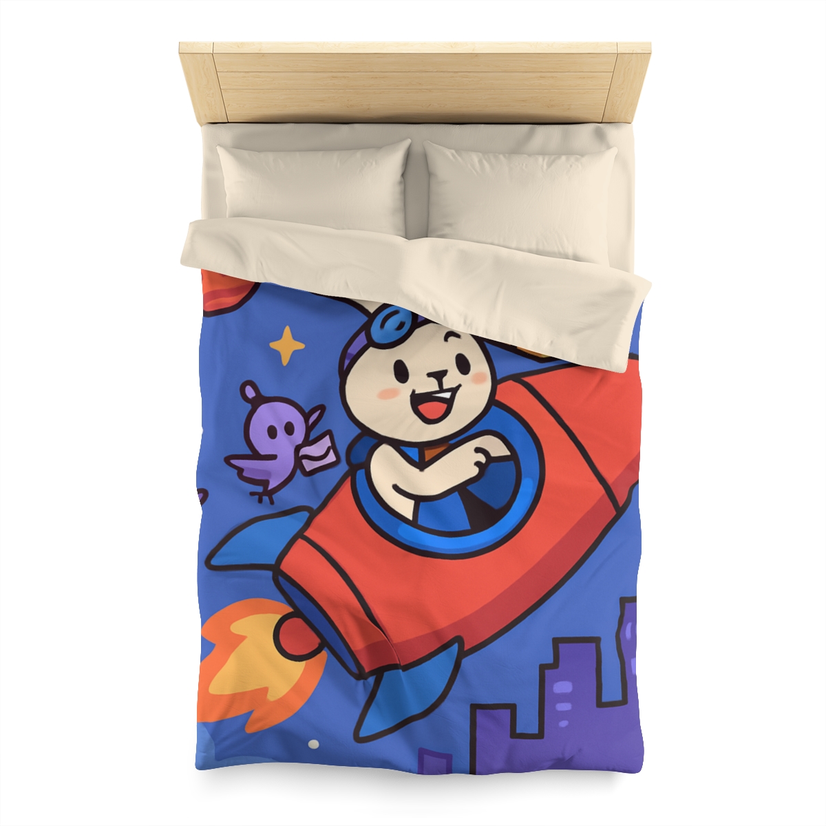 Rocket Rabbit Space Delivery custom duvets