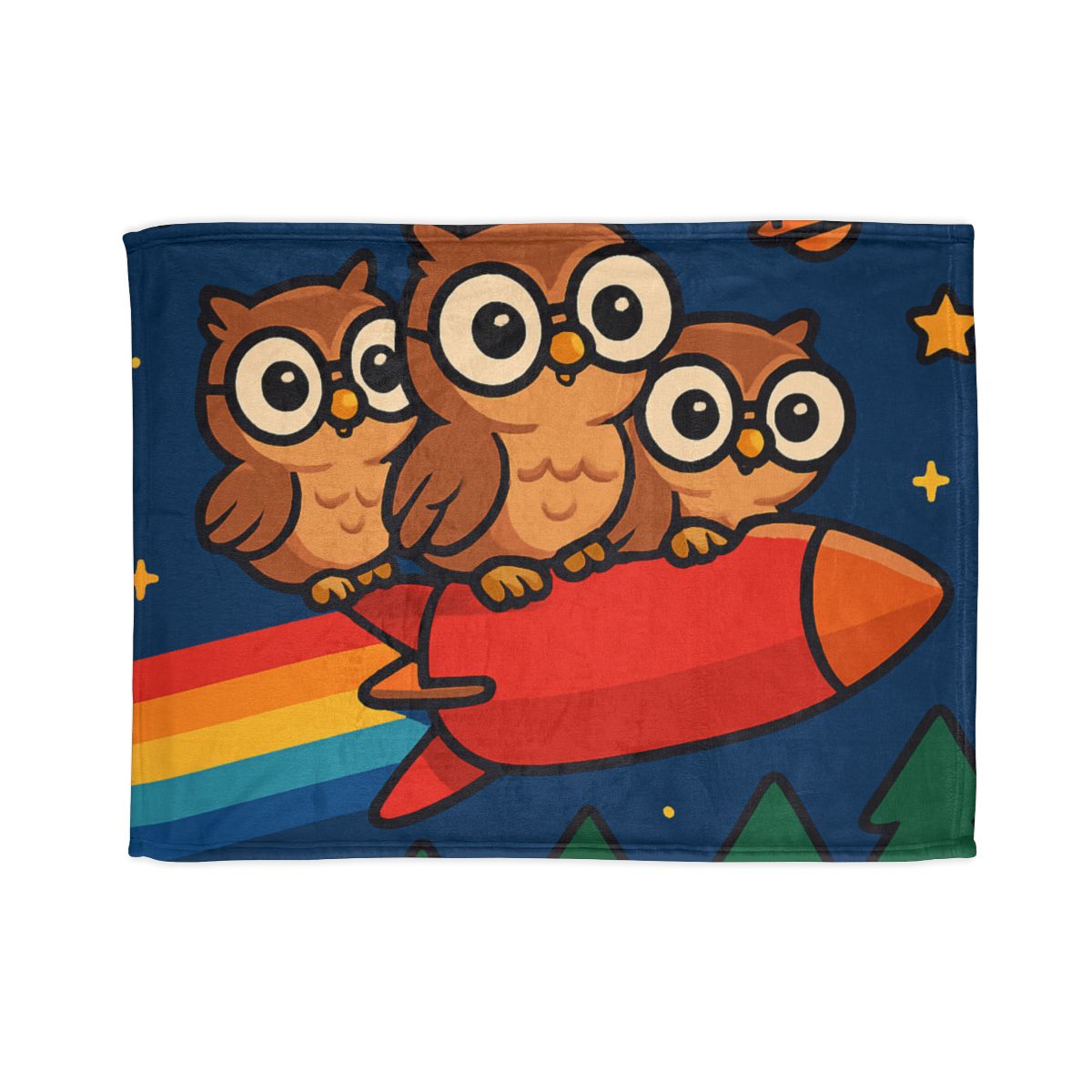 Rocket Riding Forest Owls warm winter blankets