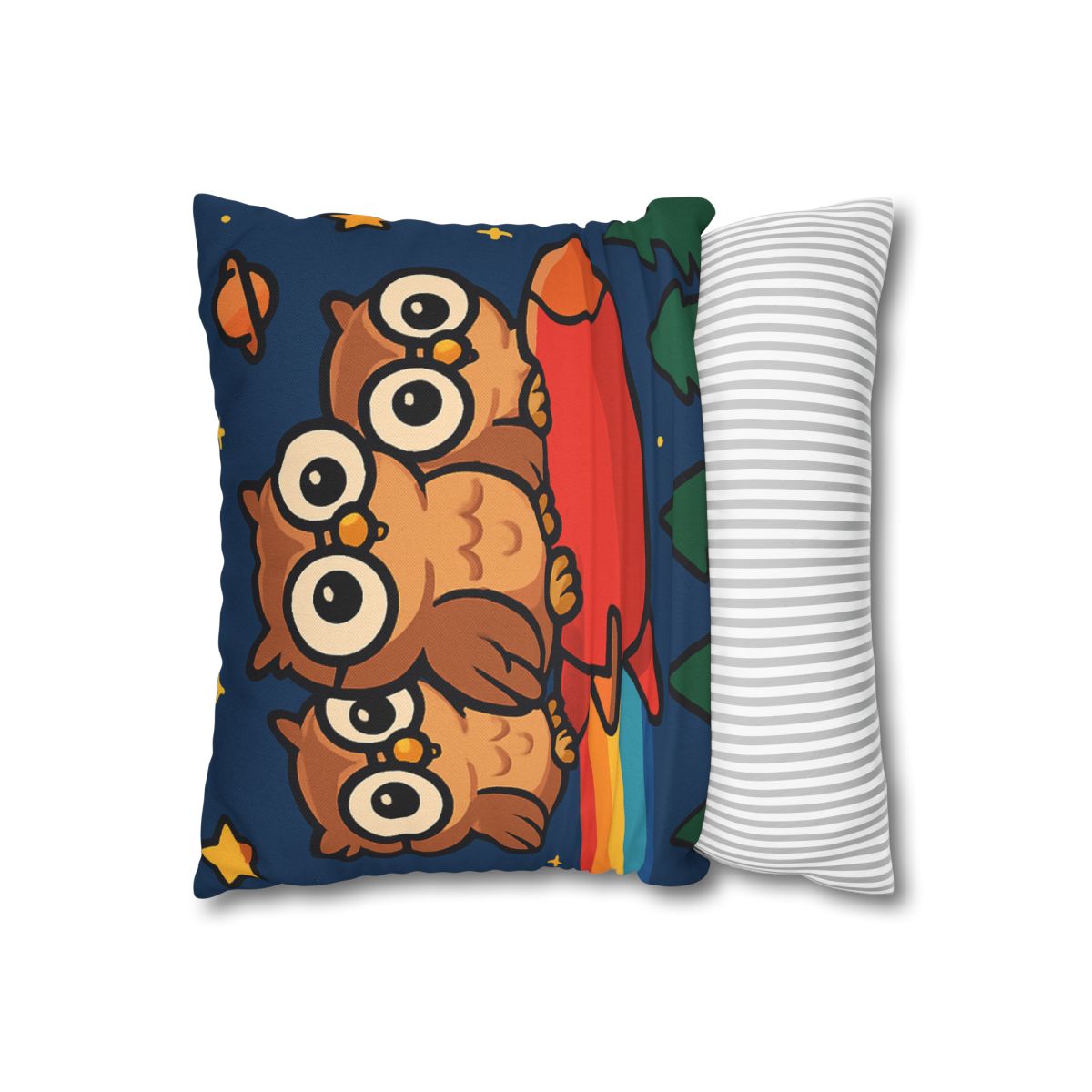 Rocket Riding Forest Owls designer print pillow cases