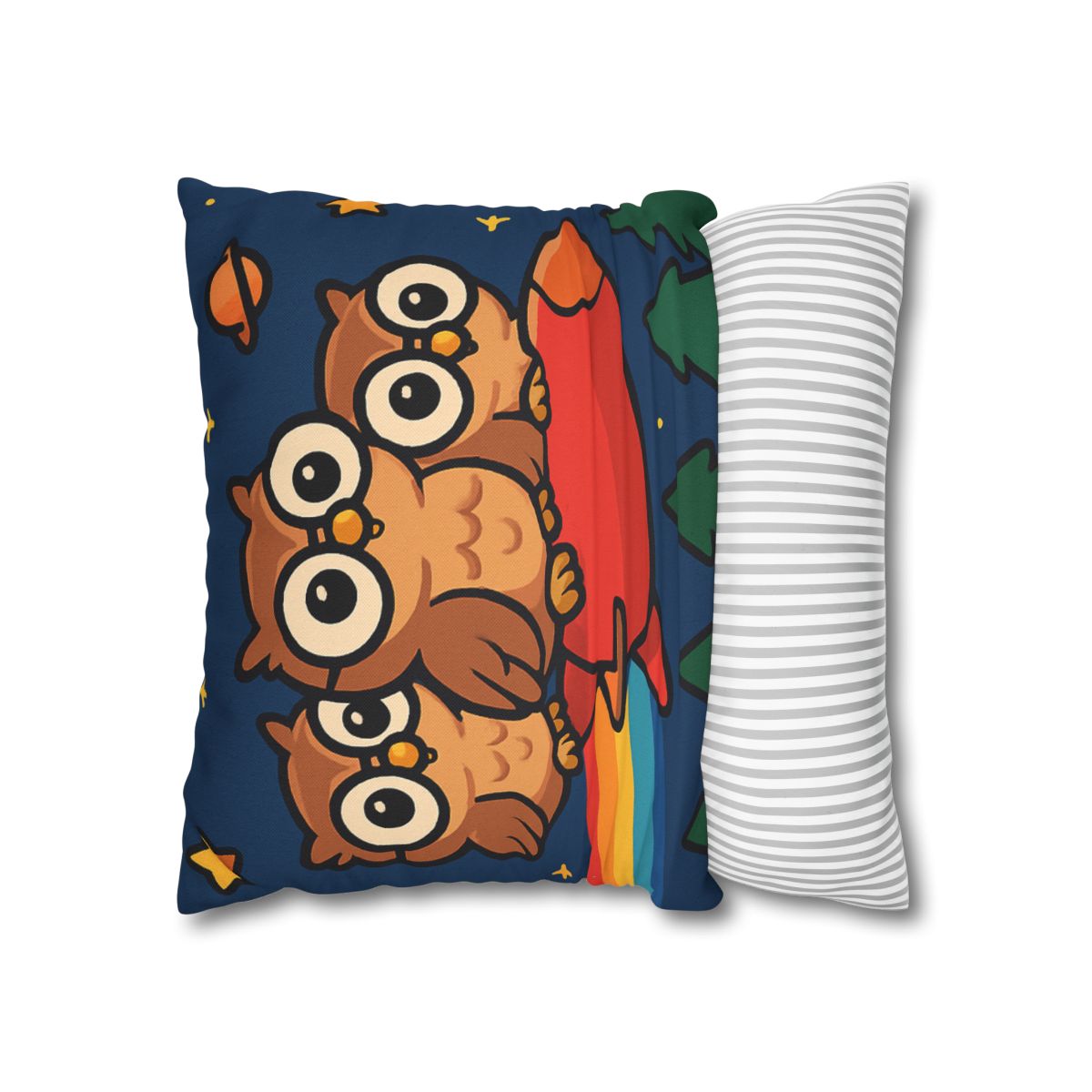 Rocket Riding Forest Owls designer print pillow cases