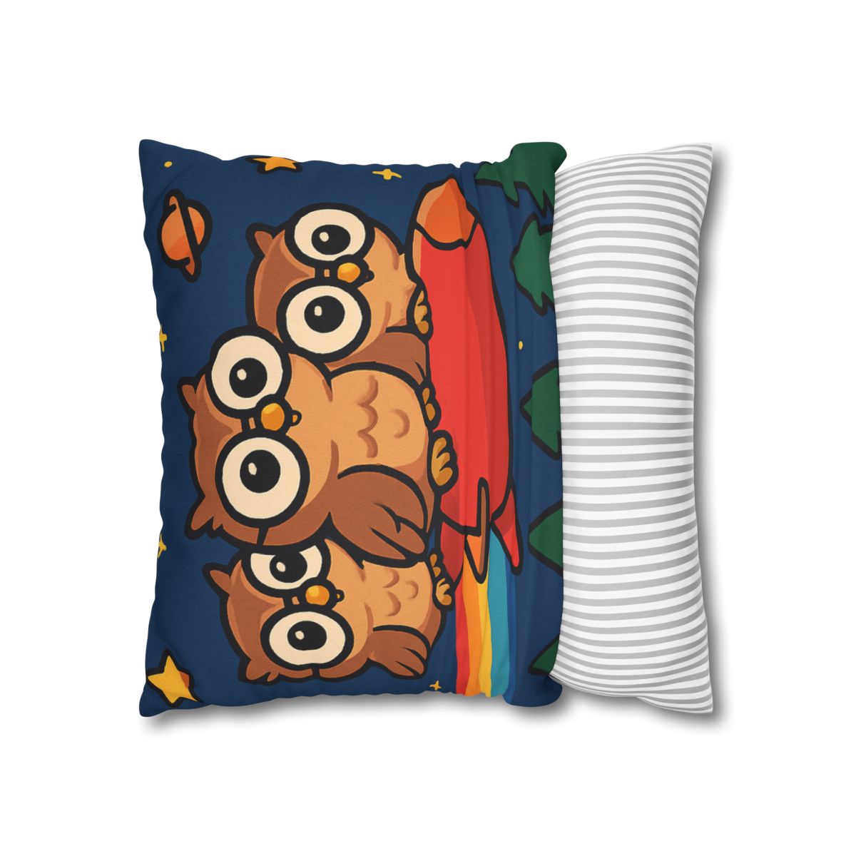 Rocket Riding Forest Owls designer print pillow cases
