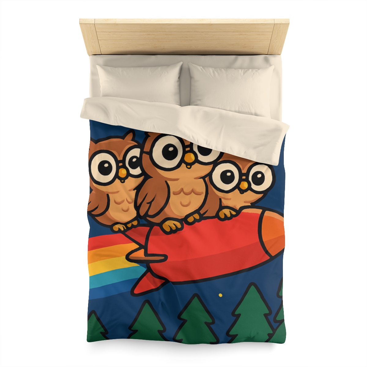Rocket Riding Forest Owls warm winter duvets