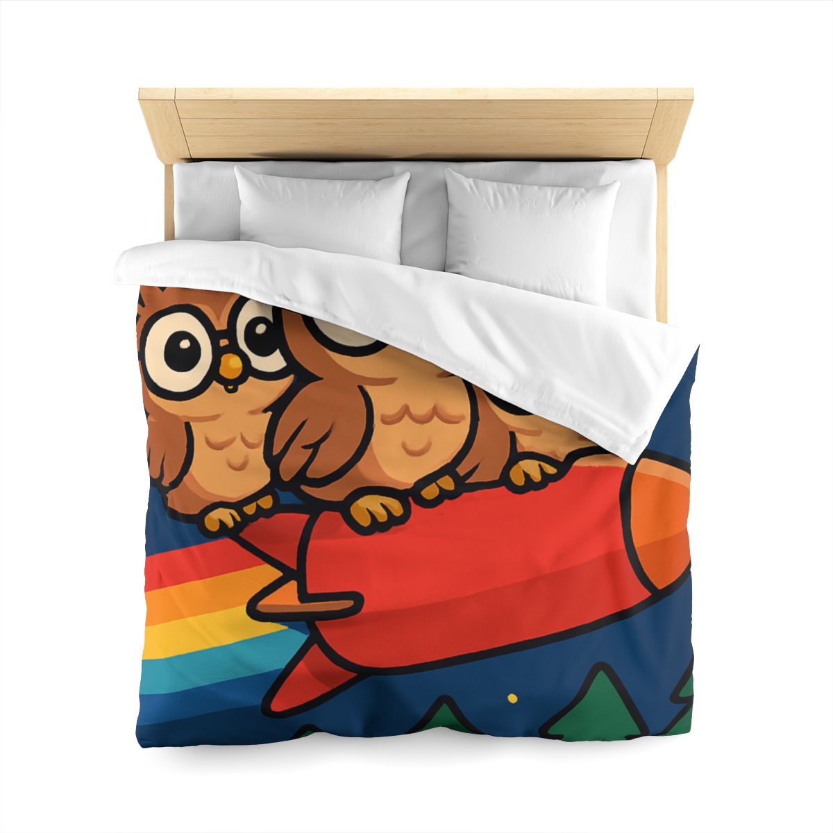 Rocket Riding Forest Owls warm winter duvets