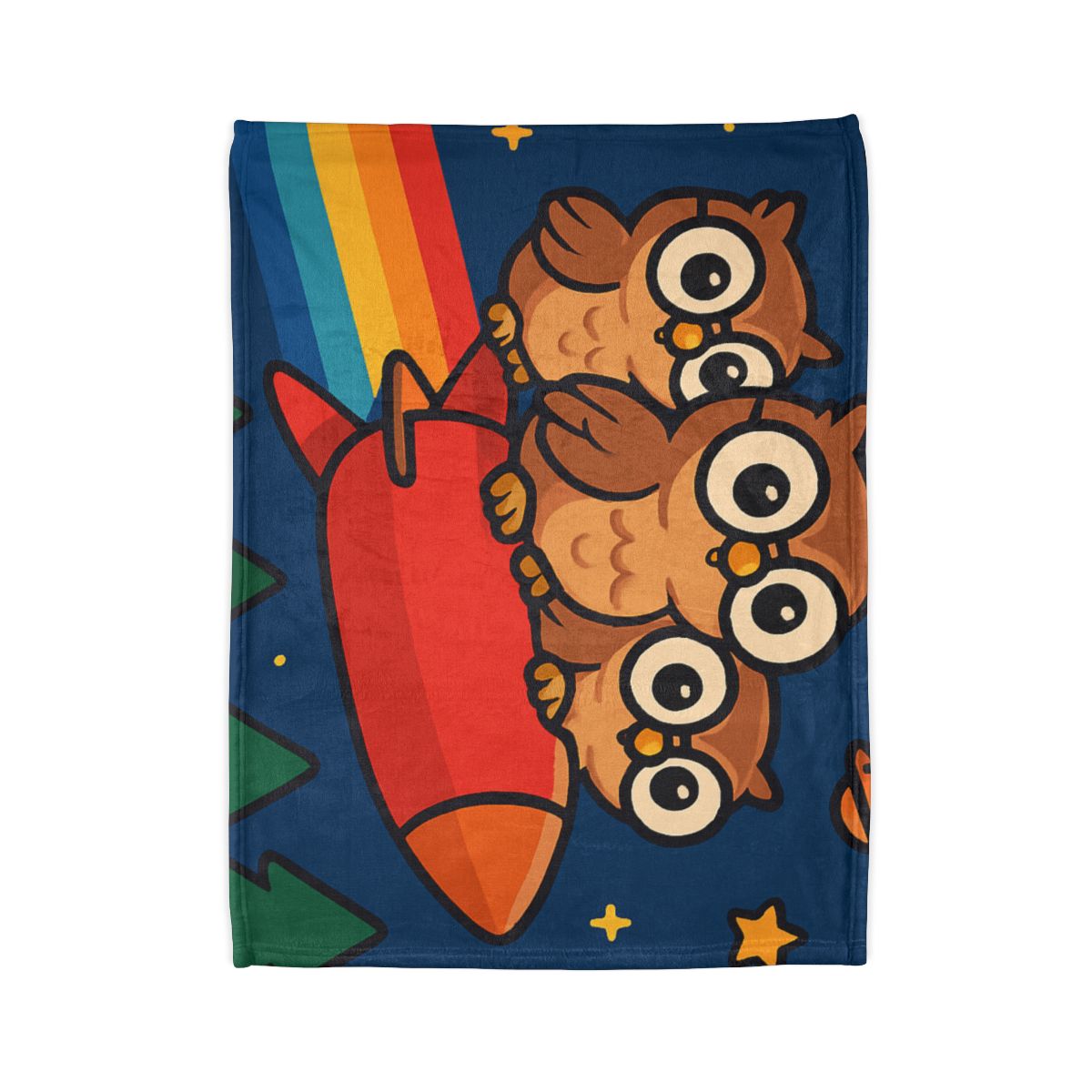 Rocket Riding Forest Owls warm winter blankets