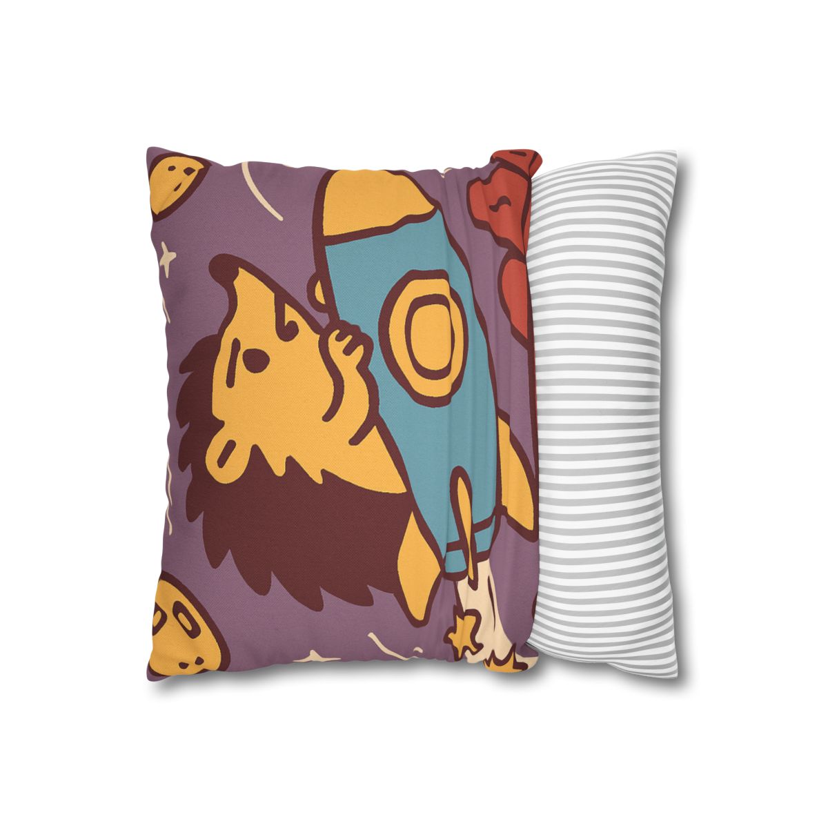 Rocket-Riding Hedgehog designer print pillow cases
