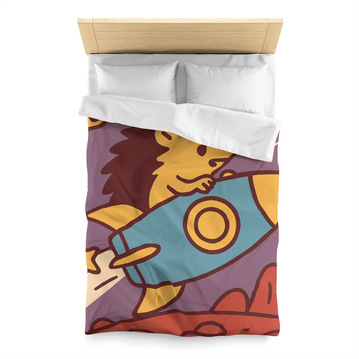 Rocket-Riding Hedgehog personalized bedding duvets