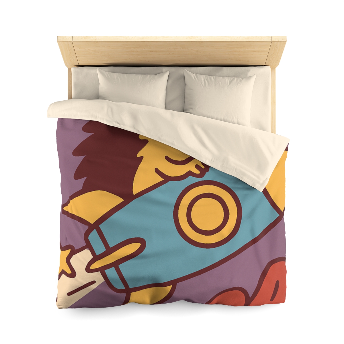 Rocket-Riding Hedgehog personalized bedding duvets