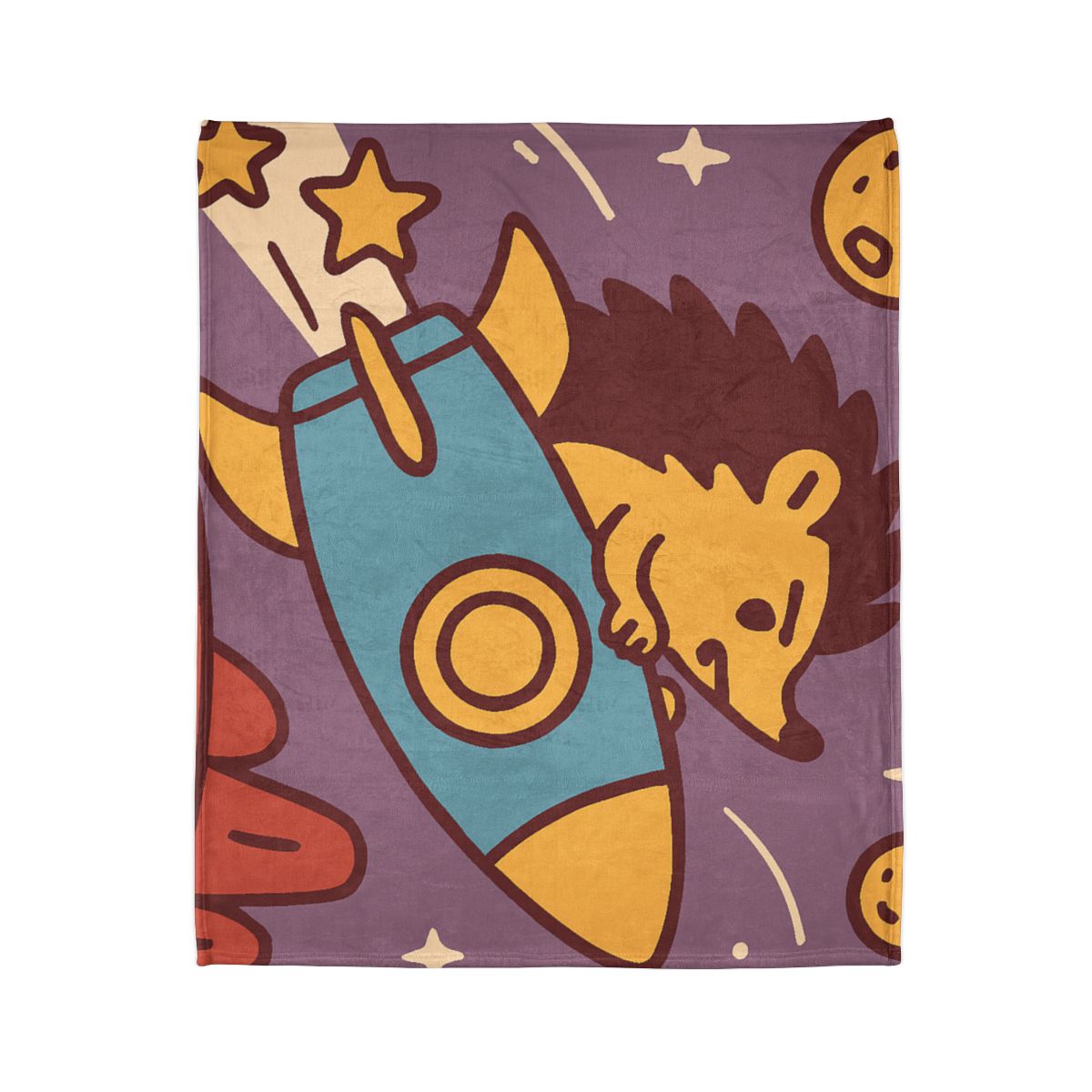 Rocket-Riding Hedgehog personalized cozy blankets
