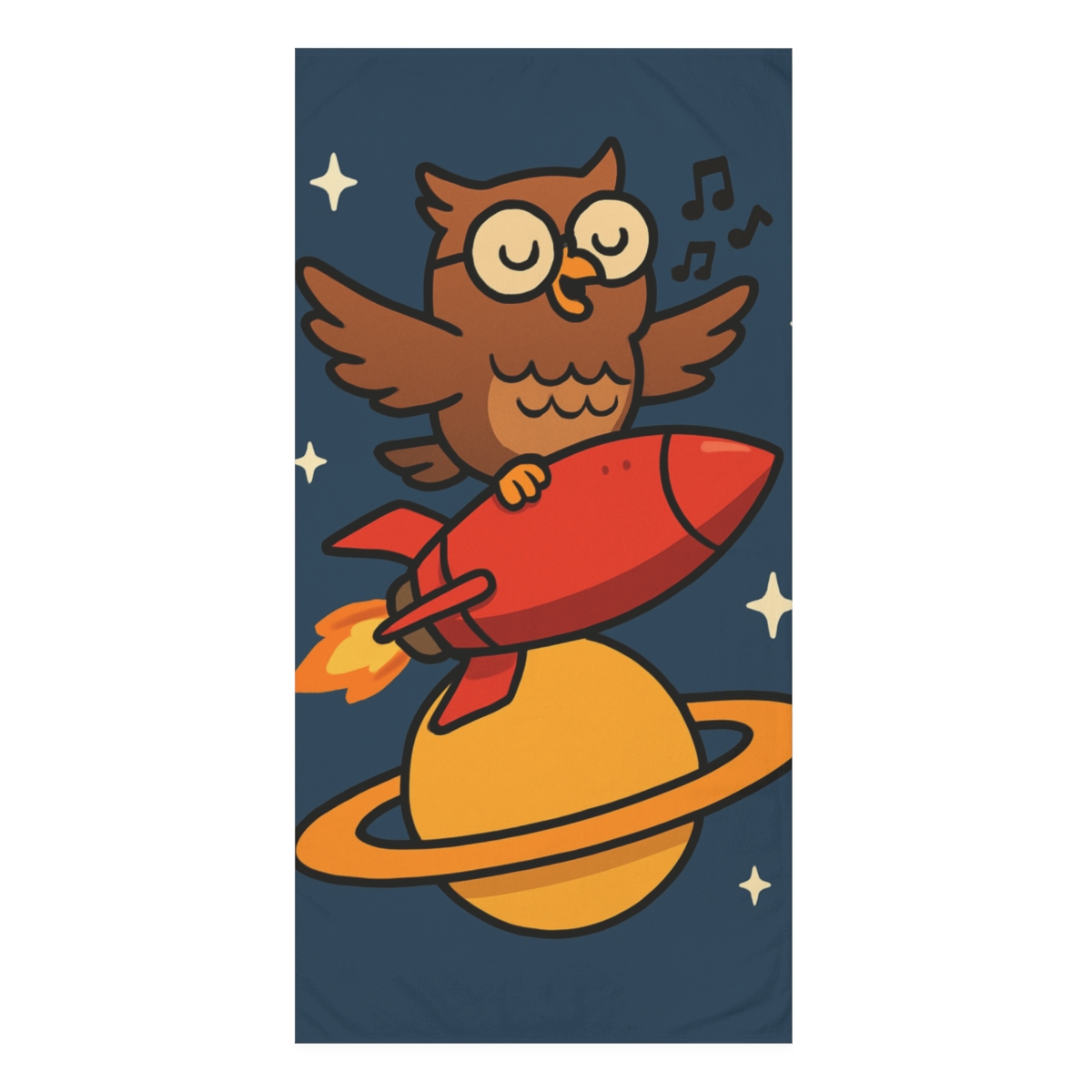 Rocket Riding Owl Over Saturn comfortable face towels