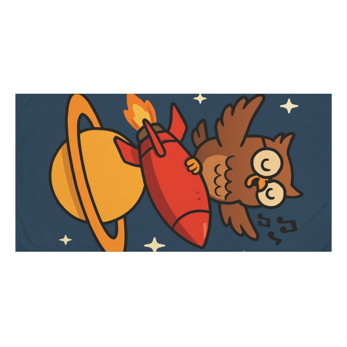 Rocket Riding Owl Over Saturn comfortable face towels