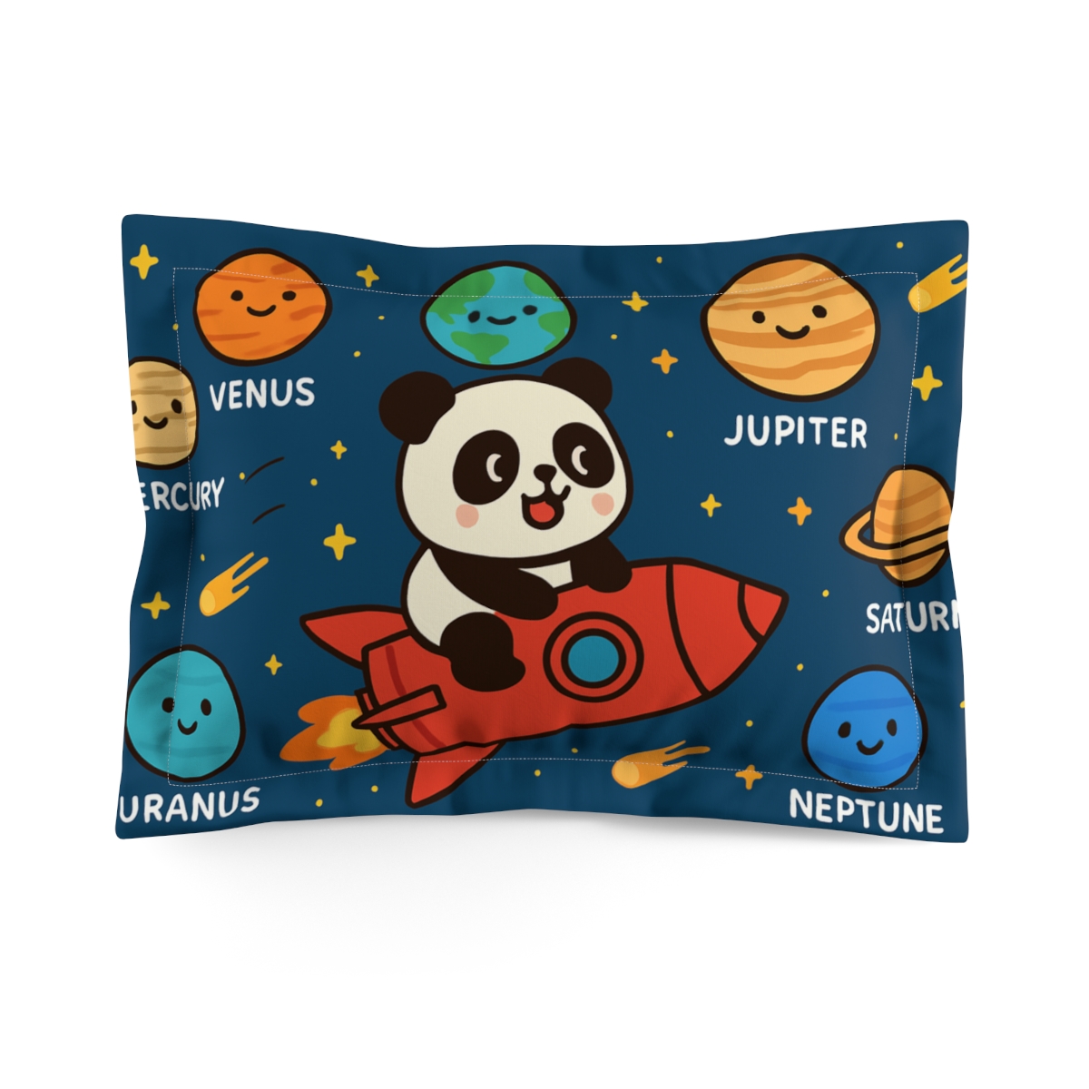 Rocket Riding Panda To The Planets designer printed pillows