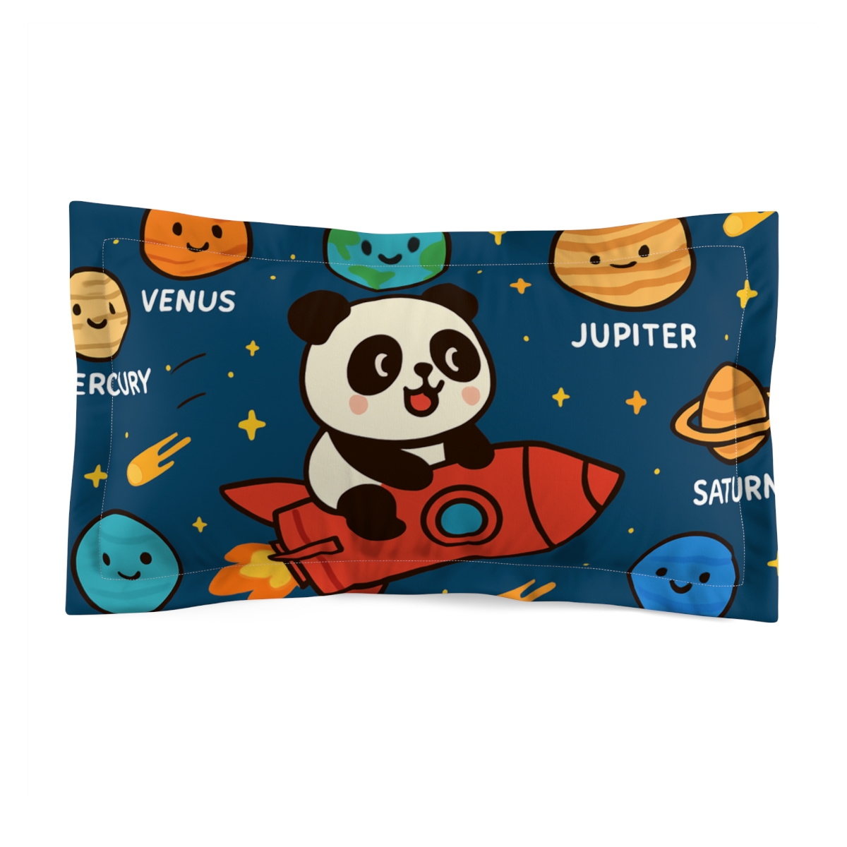 Rocket Riding Panda To The Planets designer printed pillows