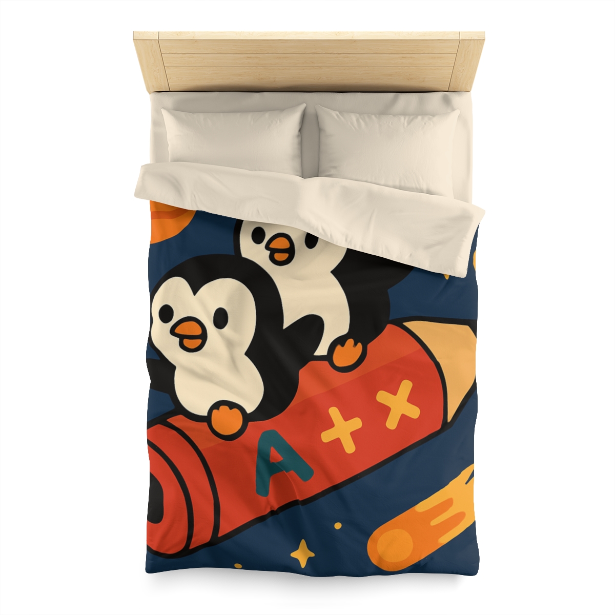Rocket Riding Penguin Explorers trendy bedroom duvets