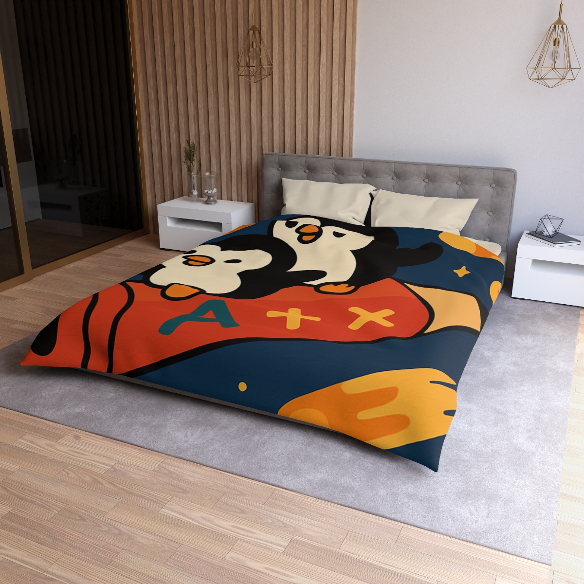 Rocket Riding Penguin Explorers trendy bedroom duvets