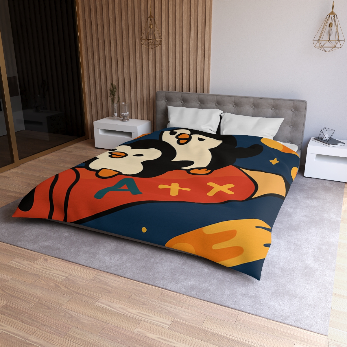 Rocket Riding Penguin Explorers trendy bedroom duvets