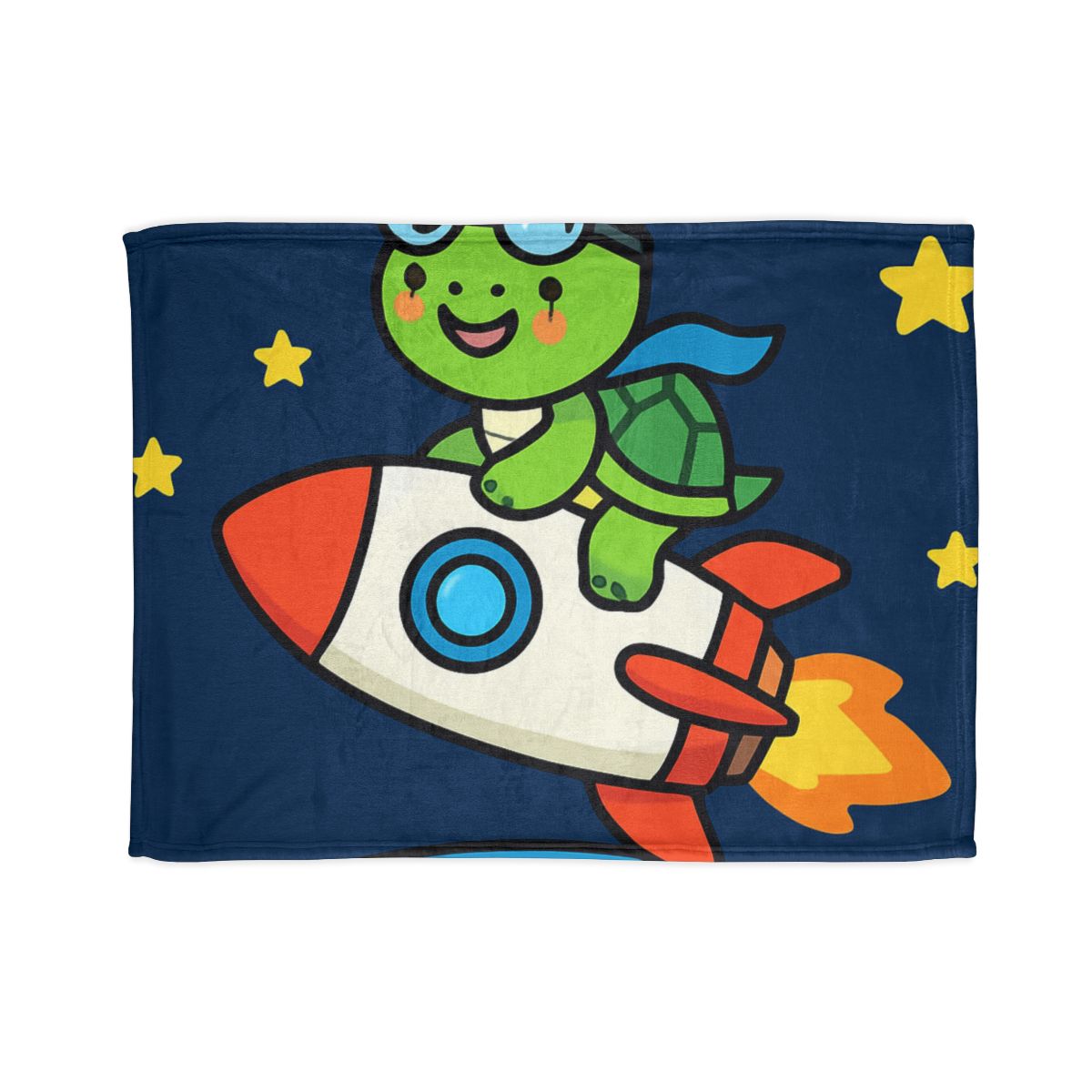 Rocket Riding Turtle To The Moon designer printed blankets