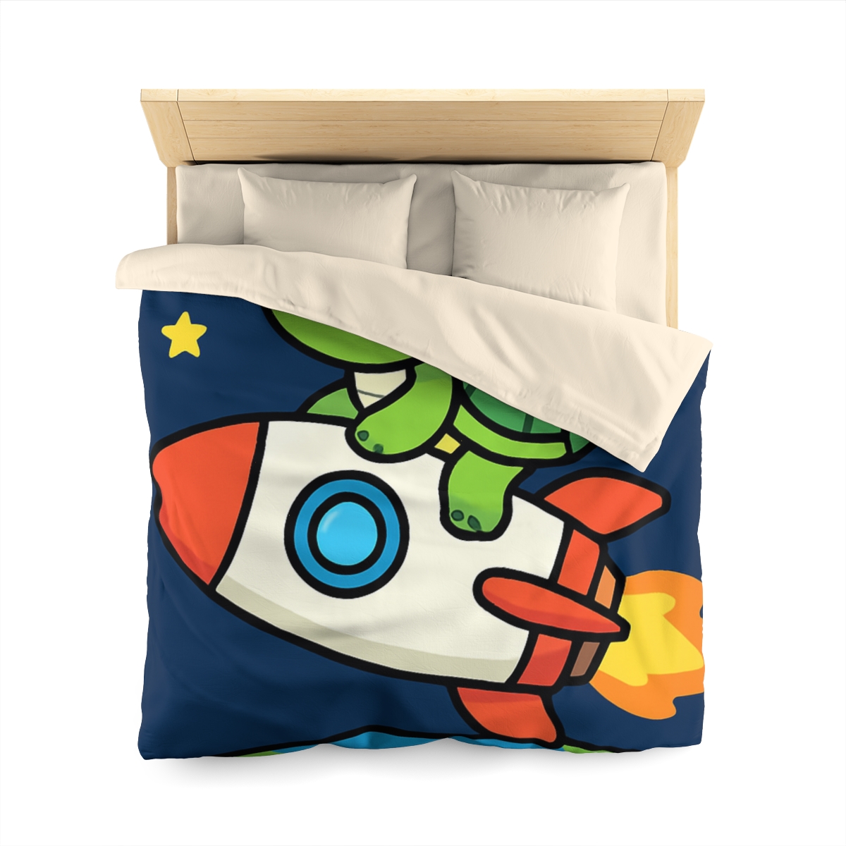 Rocket Riding Turtle To The Moon unique patterned duvets