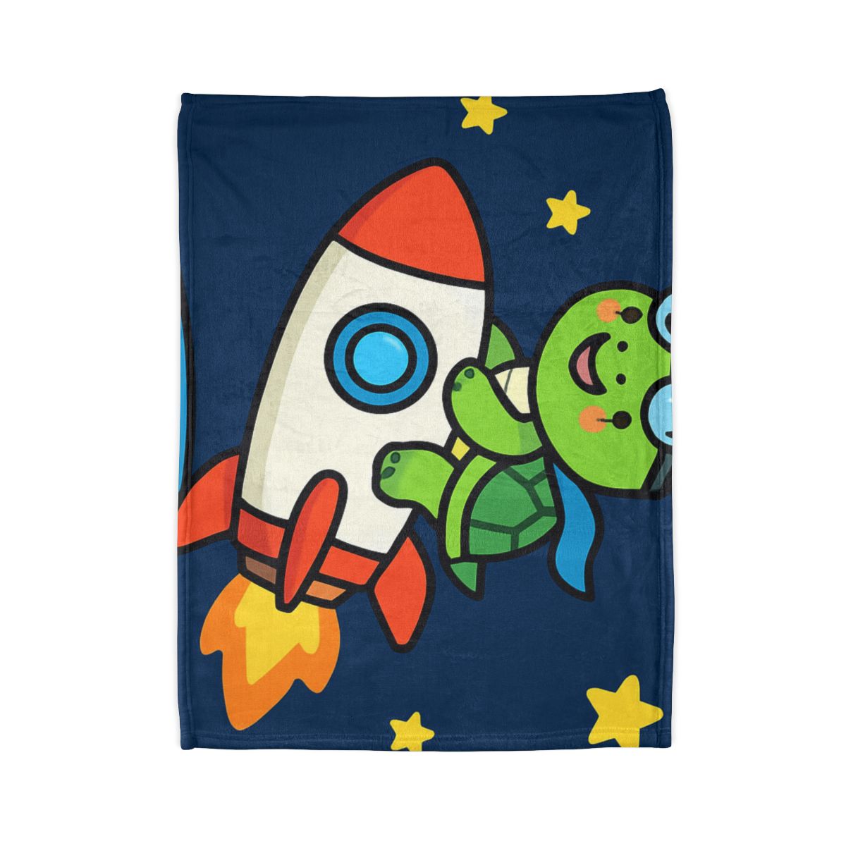 Rocket Riding Turtle To The Moon designer printed blankets