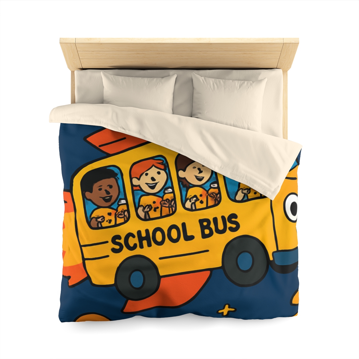 Rocket School Bus To Planet Math personalized bedding duvets