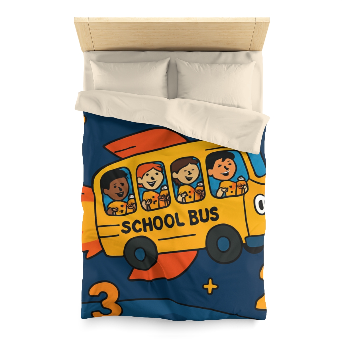 Rocket School Bus To Planet Math personalized bedding duvets