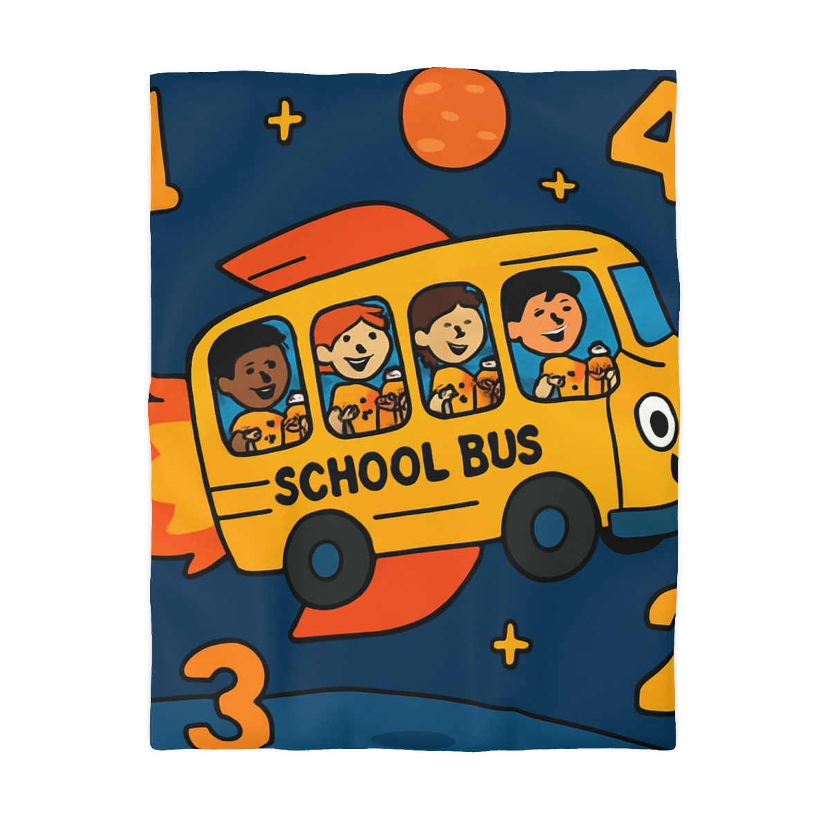 Rocket School Bus To Planet Math personalized bedding duvets