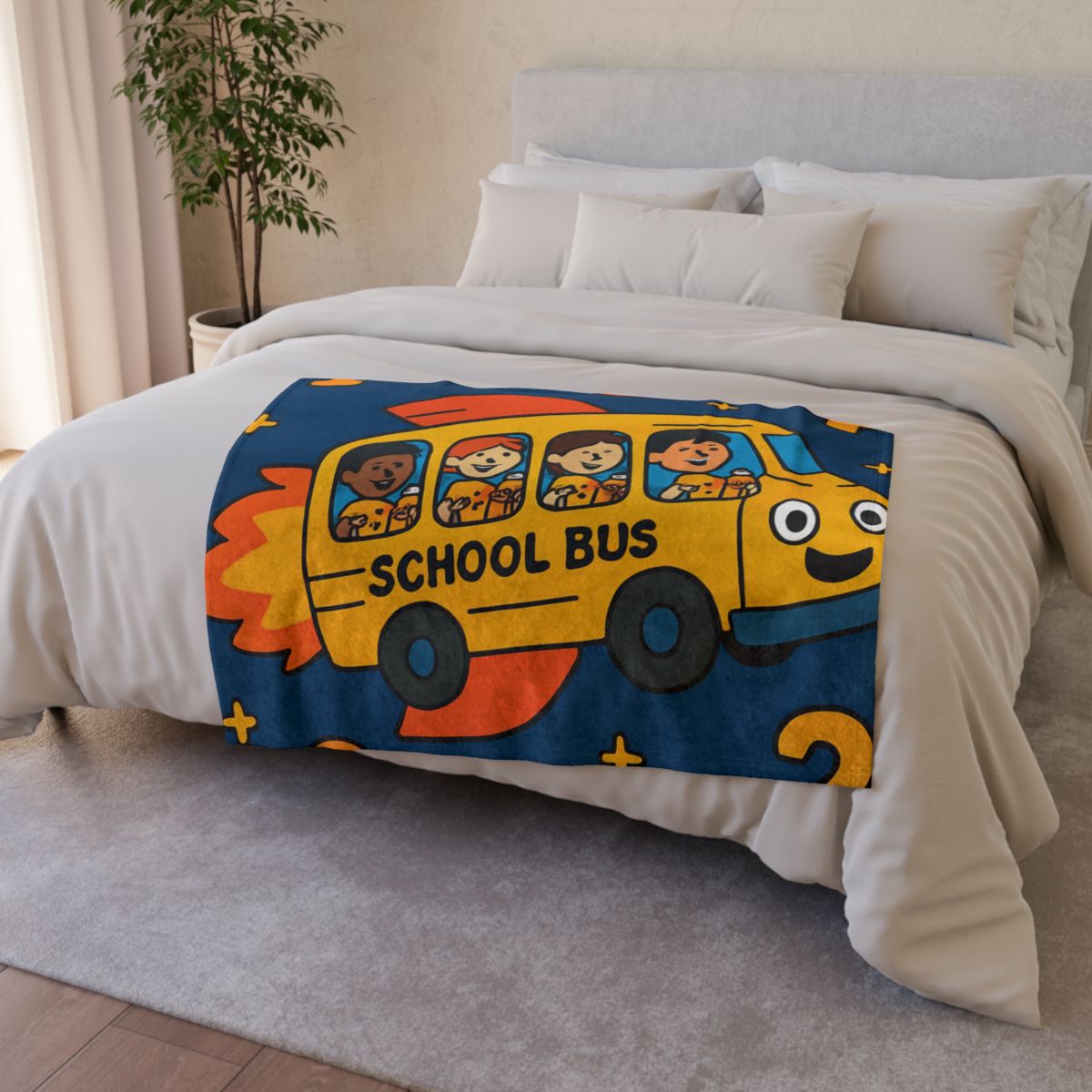 Rocket School Bus To Planet Math decorative home blankets