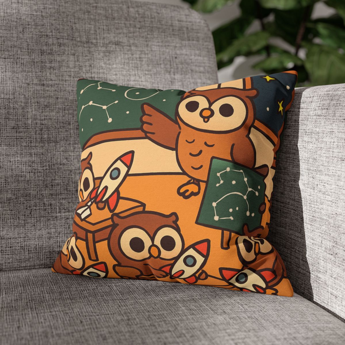 Rocket School Of Owls designer print pillow cases